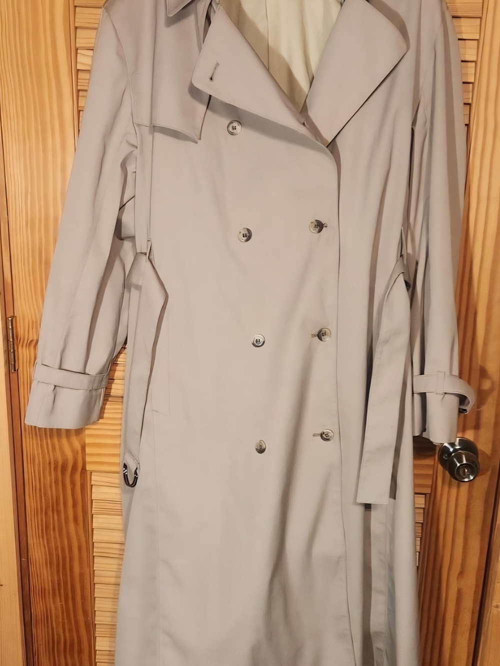 London Fog Light Gray Double-Breasted Trench Coat